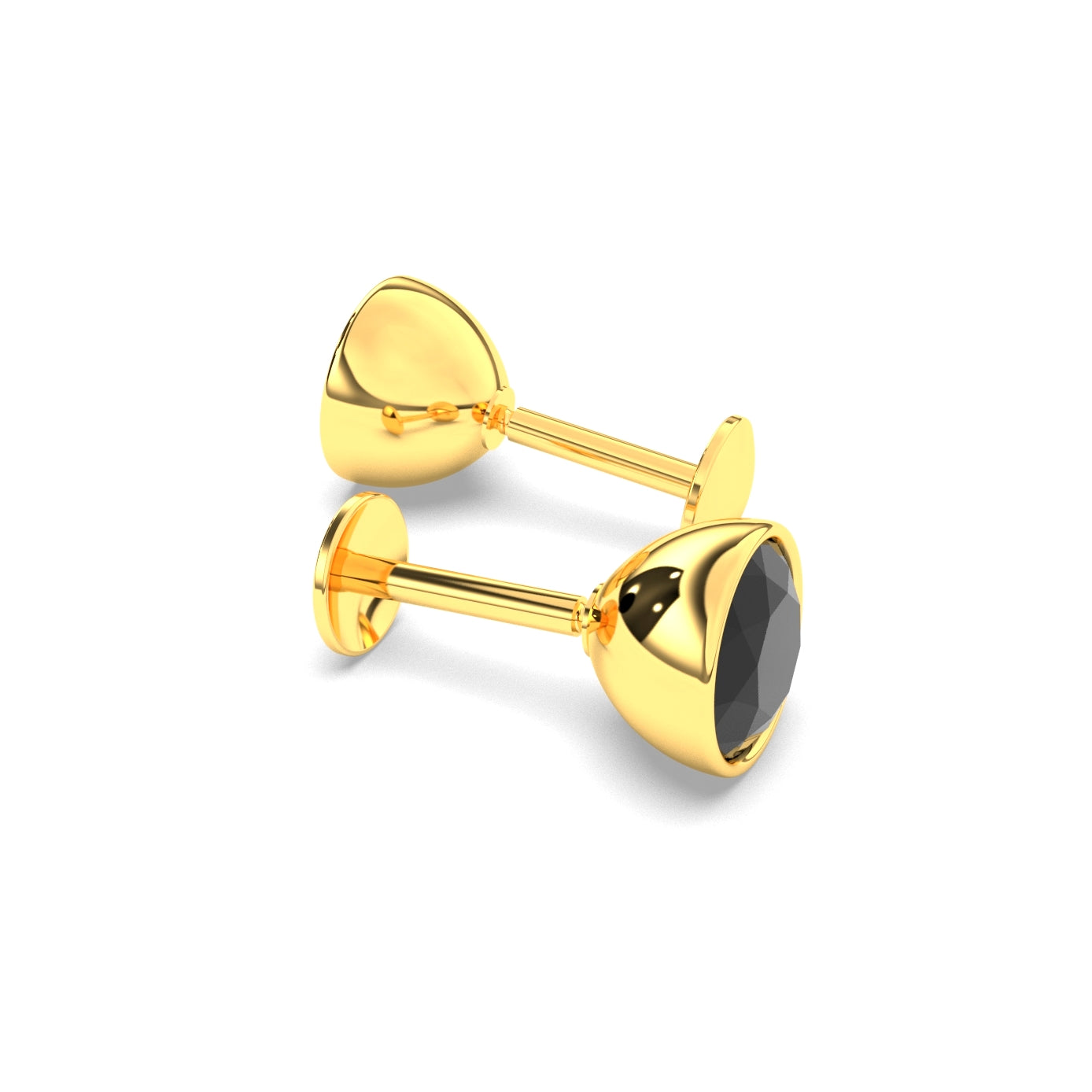 Pure Yellow Gold Stud Earring For Women, Man, Boys and Girls (EAR101-5MM-BLACK)