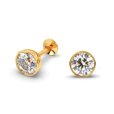 Premokshi 5mm Pure 14-Karat Gold Ear Stud (G-EAR101-5MM-WHITE)
