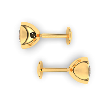 Pure Yellow Gold Stud Earring For Women, Man, Boys and Girls (EAR101-5MM-WHITE)