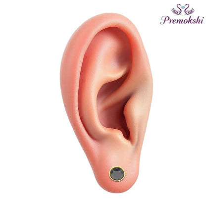 Pure Yellow Gold Stud Earring For Women, Man, Boys and Girls (EAR101-5MM-BLACK)