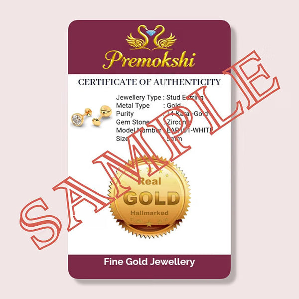 14K Yellow Gold Rhodolite Cubic Zirconia Stone Single Stud Earrings for Men & Women | 5.5MM (S-EAR102-5.5MM-RHODOLITE)