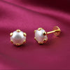 Premokshi 6mm Pure 14-Karat Gold Swarovski Pearl Ear Stud (G-EAR103-6MM)