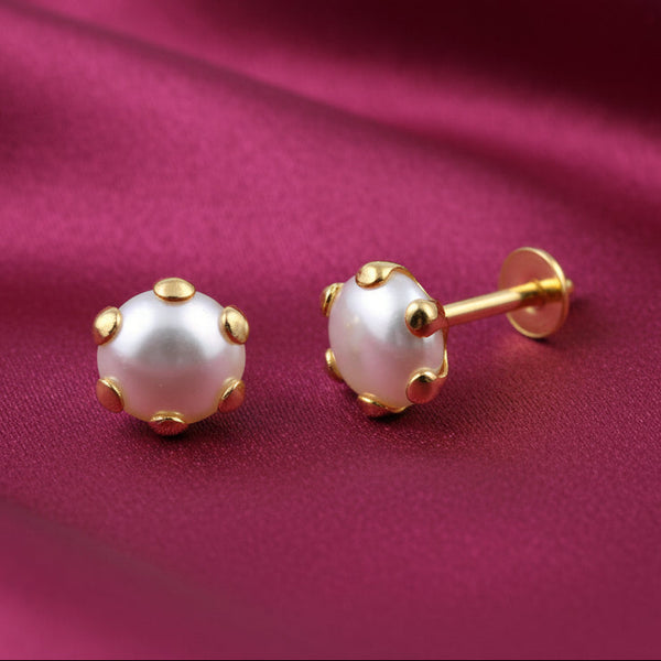 Premokshi 6mm Pure 14-Karat Gold Swarovski Pearl Ear Stud (G-EAR103-6MM)