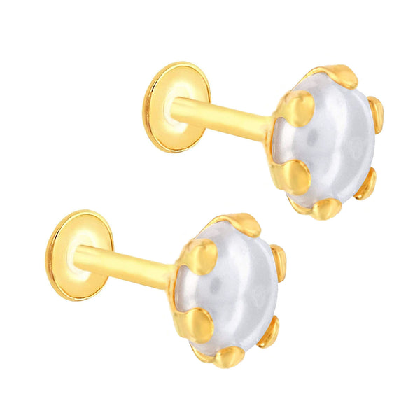 Premokshi 6mm Pure 14-Karat Gold Swarovski Pearl Ear Stud (G-EAR103-6MM)