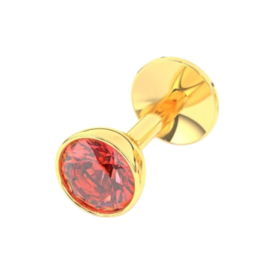 Pure Yellow Gold Nose Pin for Women & Girls (NPS101-RED-2.5MM)