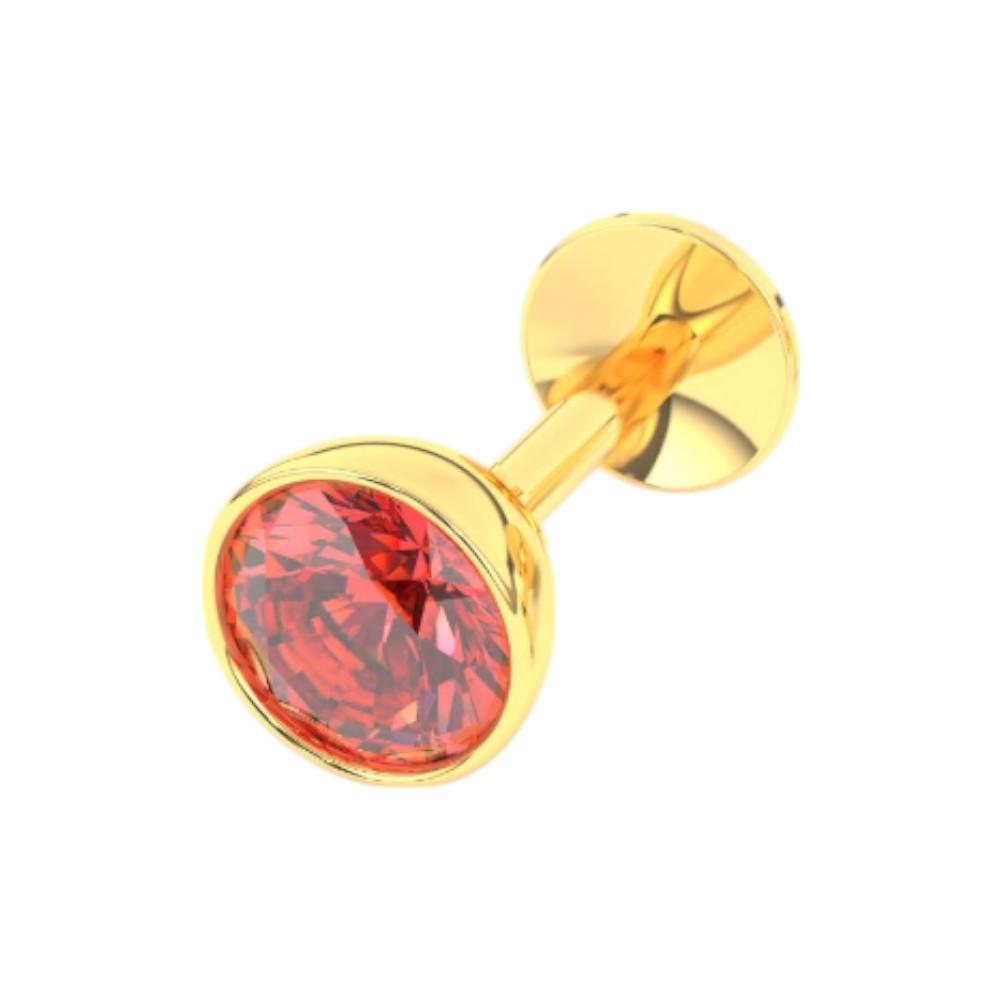 Pure Yellow Gold Nose Pin for Women & Girls (NPS101-RED-4MM)