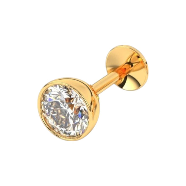 Premokshi 4mm Pure 14kt Yellow Gold Stud Nose Pin (G-NPS101-WHITE-4MM)