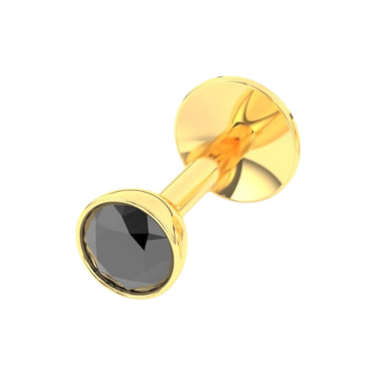 Pure Yellow Gold Nose Pin for Women & Girls (NPS101-BLACK-2.5MM)
