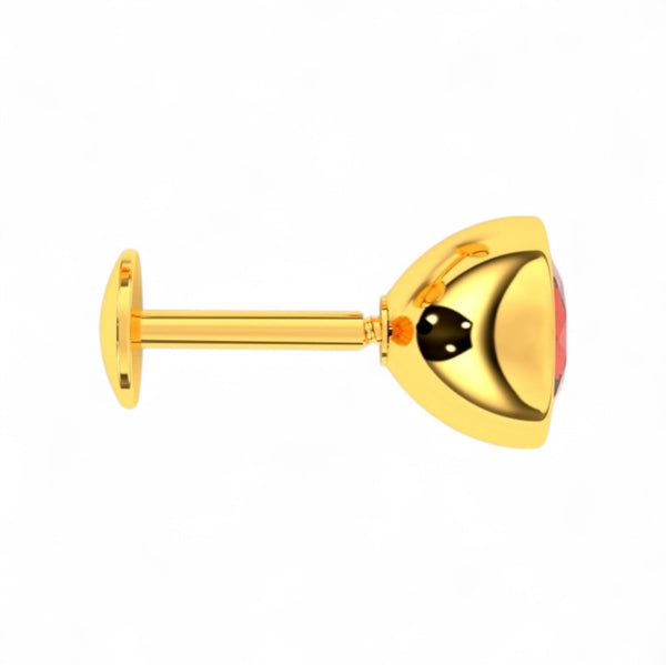 14Kt Pure Yellow Gold Red Cubic Zirconia (CZ) Stone Nose Pin 4MM with Purity Certificate (G-NPS101-RED-4MM)