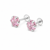 Premokshi 925 Silver Solitaire Stud Earrings with Round Brilliant Cubic Zirconia | Sterling Silver Earrings for Women & Men (Light Pink - 5MM)