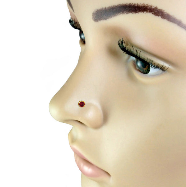 Premokshi 2.5mm Pure Gold Nose Pin (G-NPS101-RED-2.5MM)
