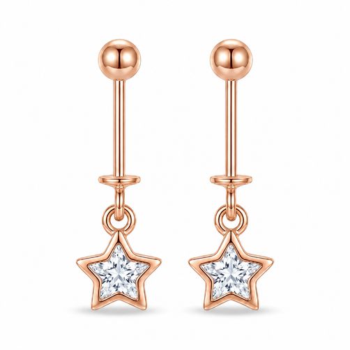 925 Silver Star Helix Hanging Earrings