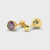 Premokshi 5mm Pure 14-Karat Gold Ear Stud (G-EAR101-5MM-RHODOLITE)